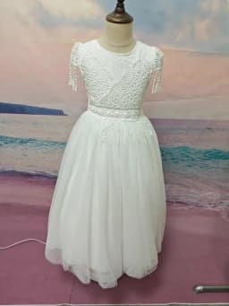 Christmas Girl's New Bohemian Style Lace Tassel Flower Backless Solid Color Fashionable and Atmospheric Gathering Mesh Dress