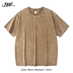 Couple Washed Retro 230g Heavy Duty Cotton Short Sleeved T-shirts Versatile For Men Women Summer Solid Color Loose T-shirt Top