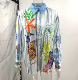 Bohemia Satin Print Loose Two Piece Sets Women Causal Long Sleeve Shirts+Long Wide Leg Pants Female Beach Summer Outfits