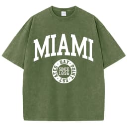 Women'S Cotton Washed T-Shirts Trend O-Neck Distressed Tee Shirts Miami Usa Printed Short Sleeve Summer Street Female Clothes