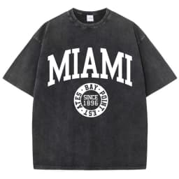 Women'S Cotton Washed T-Shirts Trend O-Neck Distressed Tee Shirts Miami Usa Printed Short Sleeve Summer Street Female Clothes