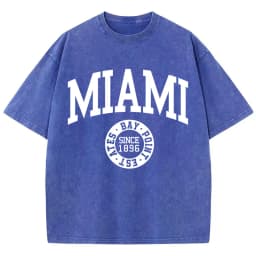 Women'S Cotton Washed T-Shirts Trend O-Neck Distressed Tee Shirts Miami Usa Printed Short Sleeve Summer Street Female Clothes