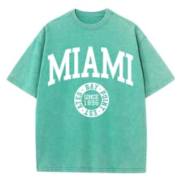 Women'S Cotton Washed T-Shirts Trend O-Neck Distressed Tee Shirts Miami Usa Printed Short Sleeve Summer Street Female Clothes