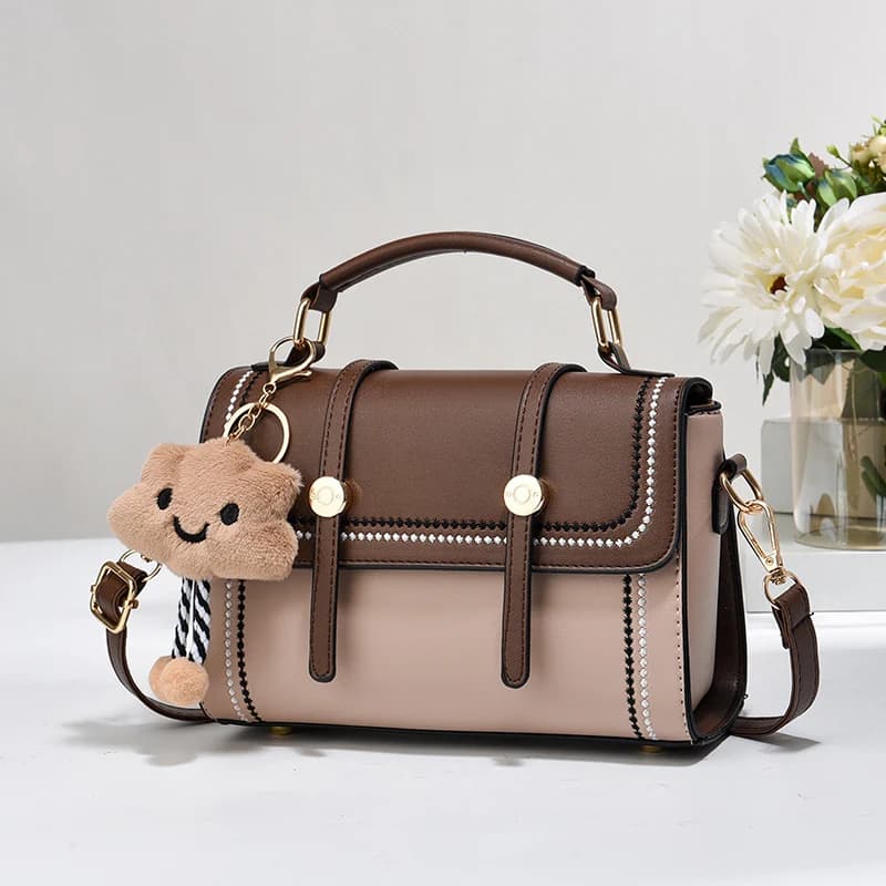 Simple fashion color contrast trend women's handbag, the temperament of all the college style single shoulder crossbody bag, plu
