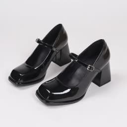 Ladies Summer Black New Small Leather Shoes Mary Janes Vintage Buckle Non-Slip Sandals Woman Medium Heels Casual Elegant Heels