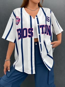 Boston 92 New York Baseball Tshirt Women Fashion Trend Button Streetwear Sport Top Men Casual Training Tee Baseball Jersey