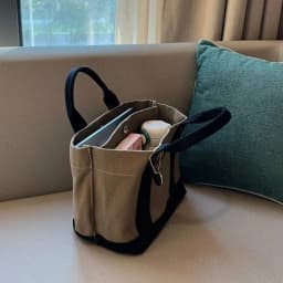 Lady Canvas Tote Bag Handbag Creative Large Capacity Multi Compartment Carrying Bag Student Book Pocket Travel Bag Grocery Bag