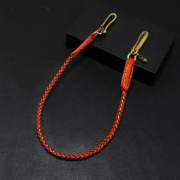 Classic Punk Style Genuine Leather Biker Keychain Jeans Chain Handmade Wallet Chain Waist Chain Men's Rock Clothing Accessories