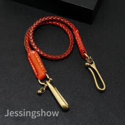 Classic Punk Style Genuine Leather Biker Keychain Jeans Chain Handmade Wallet Chain Waist Chain Men's Rock Clothing Accessories
