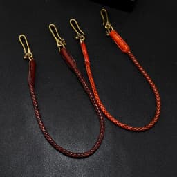 Classic Punk Style Genuine Leather Biker Keychain Jeans Chain Handmade Wallet Chain Waist Chain Men's Rock Clothing Accessories