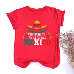Viva Mexico Graphic Crew Neck Tee Womens Mexico Flag Graphic Running T-Shirt Independence Day Ladies T-Shirts