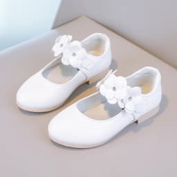 Autumn Girl's Mary Janes Appliques Low Heel Beautiful Kids Princess Shoe Three Colors Pointed Toe Breathable Children Shoe 26-36