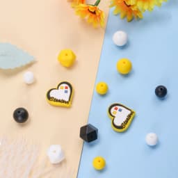 LOFCA 53pcs heart shaped beads Hexagon Silicone Beads Silicone Teether Beads Jewelry Making Bulk DIY Necklace Pacifier Chains