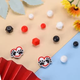 LOFCA 53pcs heart shaped beads Hexagon Silicone Beads Silicone Teether Beads Jewelry Making Bulk DIY Necklace Pacifier Chains