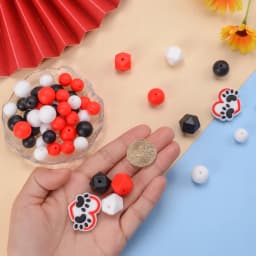 LOFCA 53pcs heart shaped beads Hexagon Silicone Beads Silicone Teether Beads Jewelry Making Bulk DIY Necklace Pacifier Chains