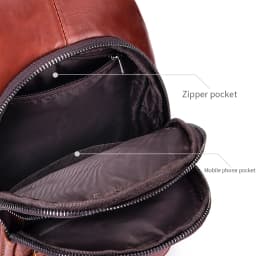 Cowhide chest bag for men's casual men's crossbody bag USB top layer cowhide front shoulder bag