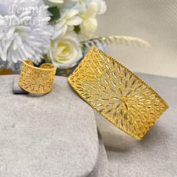 Vintage Hollow 18K Gold Plated Jewelry Set for Women Luxury Copper Bracelet Ring African Bridal Wedding Party Accessories Gifts