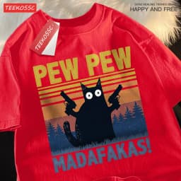 Pew Pew Madafakas Double Gun Cat Short Sleeve Oversized Breathable T Shirts Cotton Summer Clothing Street Casual Tshirt Men