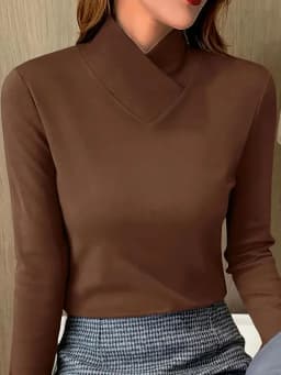 Autumn/Winter Women's Casual Long-Sleeved High-Neck T-Shirt