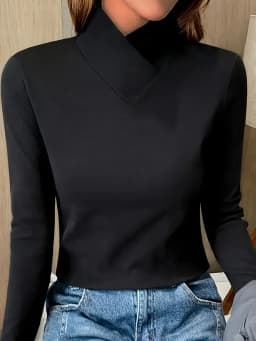 Autumn/Winter Women's Casual Long-Sleeved High-Neck T-Shirt