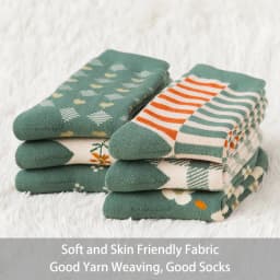 6 Pairs of Women's Autumn and Winter Cartoon Cute Flower Checkered Striped Sweet College Style Thick and Warm Looped Socks