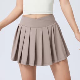 Women Girls Stretchy Compression Quick Dry Sports Wear V Cut Pleated Tennis Skorts