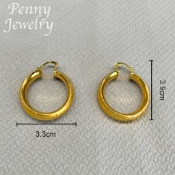 Original 18K Gold Plated Hoop Earrings for Women Copper Vintage Circle Earring Party Wedding Gifts Italian African Jewelry Sets
