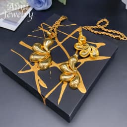 Italian Simple 18K Gold Plated Jewelry Set for Women Exquisite Chunky Hoop Earrings Necklace Dubai Bridal Wedding Party Gifts