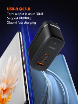 LDNIO 65W USB C Charger Travel Charger GaN Charger 3 Port International Plug Adapter EU UK US AU Travel Plug Adapter Power Cord