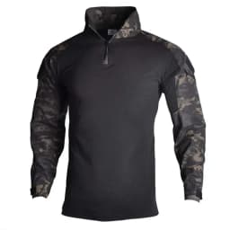 Outdoor Long Sleeve Tactical Shirts Combat Shirt 1/4 Zipper Ripstop Cotton Wear-resisting Camo Airsoft T Shirts Men Clothing