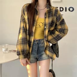 Red Plaid Shirt for Women Teen-girl Button Down Long Sleeve Collared Check Shirt Jacket Casual Fall Winter Christmas Outfit