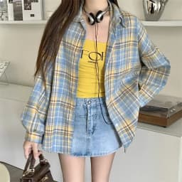 Red Plaid Shirt for Women Teen-girl Button Down Long Sleeve Collared Check Shirt Jacket Casual Fall Winter Christmas Outfit