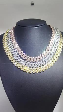 12mm Iced Out Crystal Prong Miami Cuban Chain Necklace for Women Men Bling Paved Rhinestone Choker Necklace Hip Hop Jewelry Gift