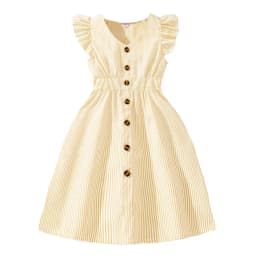 4-7 Years Girl Dress Summer New Stripe Ruffled Sleeveless V-Neck Dress Cute Daily Casual Princess Dresses For Baby Girl Wear