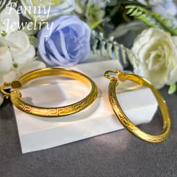 Big Round 18K Gold Plated Hoop Earrings for Women Copper Vintage Circle Earring Party Wedding Gifts Italian African Jewelry Sets