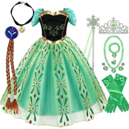Girls Princess Anna Dress Birthday Party Dresses Halloween Disguise Cosplay Costume Fancy Green Dress Up Fantasia Anna Costumes