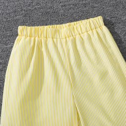 Children's Spring Autumn 4-12 Years Old Girls Yellow Striped Long Sleeve Top Yellow Striped Pants Suit Classic Simple Refreshing