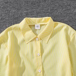 Children's Spring Autumn 4-12 Years Old Girls Yellow Striped Long Sleeve Top Yellow Striped Pants Suit Classic Simple Refreshing