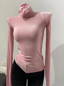 Thin Soft American Long Sleeve T-shirt High Stacked Neck Tight Perspective Bottom Shirt Women's Slim Fit Tops Sexy Streetwear