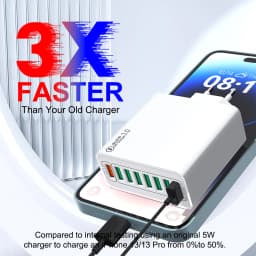 Total 65W 8 In 1 USB Charger Fast Charge Phone Charger Wall Adapter For iPhone Samsung Xiaomi Multi Port EU/US Plug Wall Charger