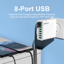 Total 65W 8 In 1 USB Charger Fast Charge Phone Charger Wall Adapter For iPhone Samsung Xiaomi Multi Port EU/US Plug Wall Charger
