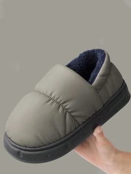 Men's Home Slippers Warm Shoes Bag Heel Indoor and Outdoor Non-slip Thick Bottom Casual Daily Home Bag Heel Cotton Shoes