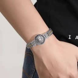 New Silver Color Round Lion King Tangcao Charm Bracelet Men's Trendy Retro Domineering Versatile Personalized Braided Jewelry
