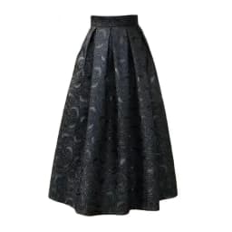 Black Floral Vintage Elegant High Waist Ball Gown A-Line Loose Women's Skirt Knee-Length Long Skirts For Women Clothing Fashion