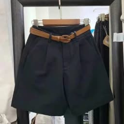 Korean Fashion Cotton Shorts Summer New Loose Casual High-waisted Straight Shorts Streetwear Women Clothing (with A Belt)
