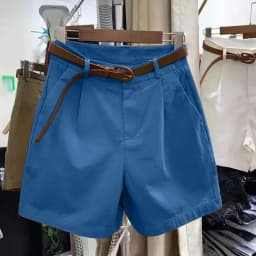 Korean Fashion Cotton Shorts Summer New Loose Casual High-waisted Straight Shorts Streetwear Women Clothing (with A Belt)