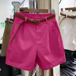 Korean Fashion Cotton Shorts Summer New Loose Casual High-waisted Straight Shorts Streetwear Women Clothing (with A Belt)