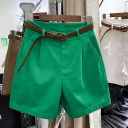 Korean Fashion Cotton Shorts Summer New Loose Casual High-waisted Straight Shorts Streetwear Women Clothing (with A Belt)