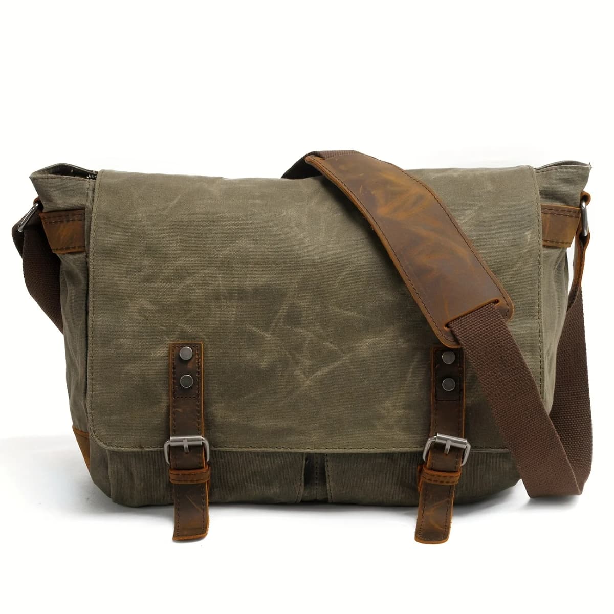 Vintage Canvas Shoulder Bag Casual Slant Span Men's Waxed Waterproof Canvas Computer Bag With Mad Horse Messenger Bag