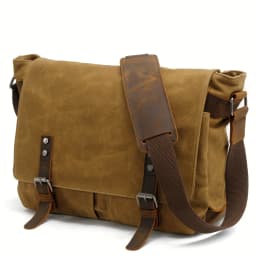 Vintage Canvas Shoulder Bag Casual Slant Span Men's Waxed Waterproof Canvas Computer Bag With Mad Horse Messenger Bag